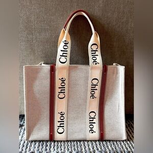 Chloe medium size woody canvas tote. Authenticity card and dust bag included.